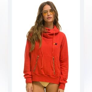 Aviator Nation Red Ninja Hoodie Sweatshirt Sz Small